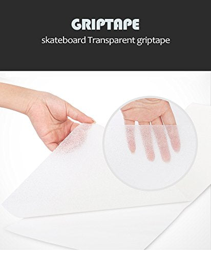 Clear Skateboard Grip Tape, Waterproof, Anti Slip, Bubble Free, Transparent Griptape 11" x 50"