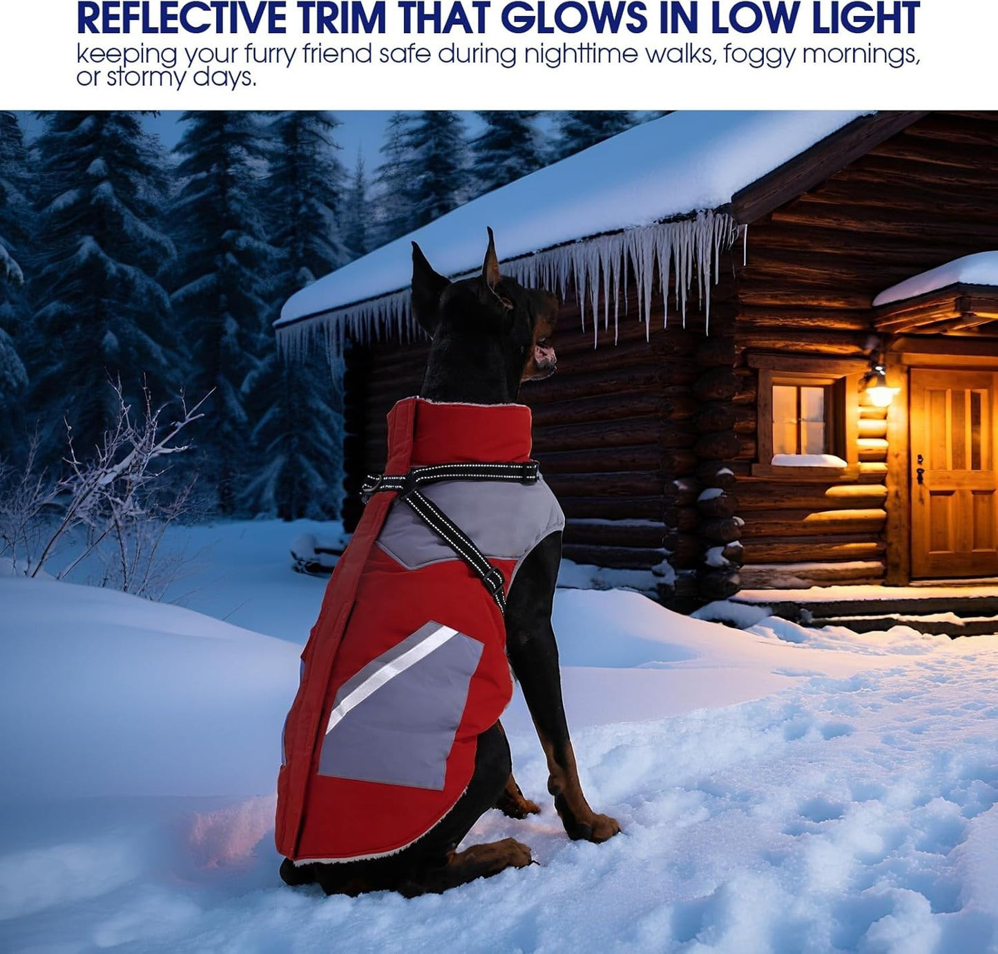 FUAMEY Dog Winter Jacket XS Waterproof Fleece Coat w/ Harness Loop Red