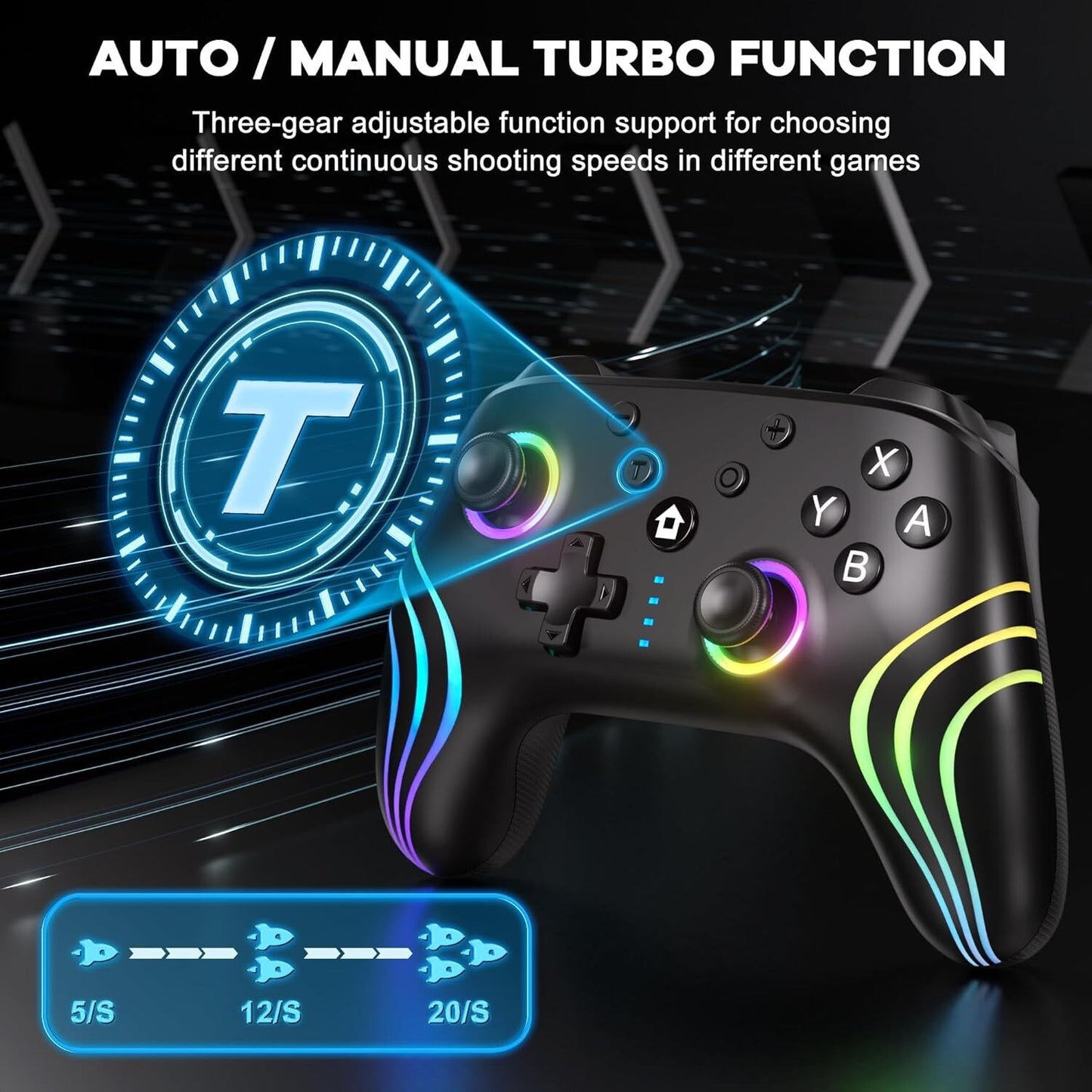 Wireless Gaming Controller Nintendo Switch CX-262 Full RGB Line Breathing LED