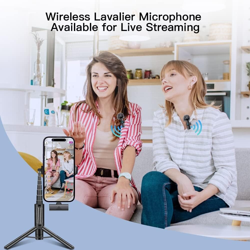 Leettus Black Interviews Vlog Short Video Wireless Lavalier Microphone 2pcs