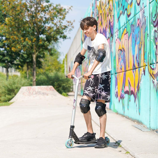 Knee Pads for Kids - Knee and Elbow Pads Set - PROTECT-1 - Size M Black - Wri...