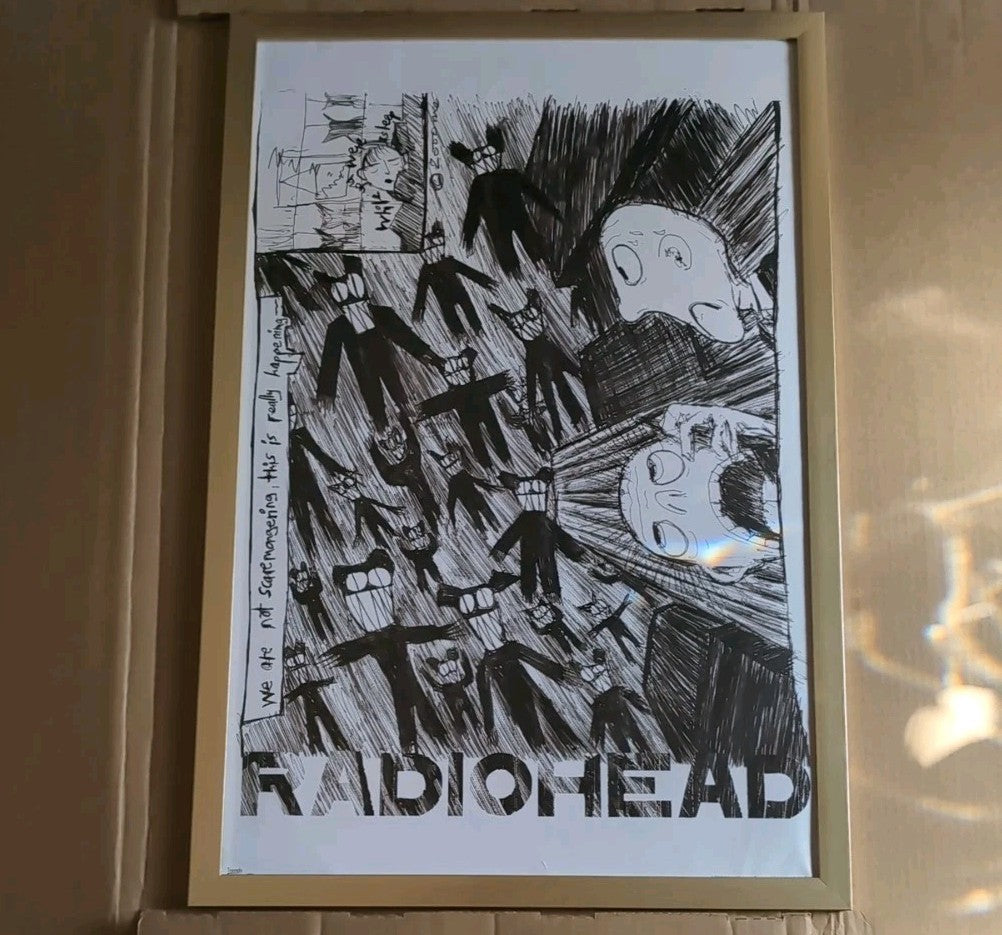 Radiohead - Scribble Wall Poster, 14.725" x 22.375", Gold Framed Version