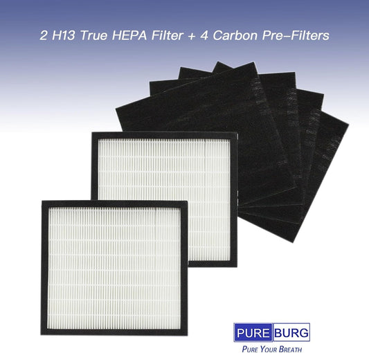 PUREBURG WK01234QPC Filter for Oreck WK10002QPC Airvantage Plus Pet – 2 HEPA + 4