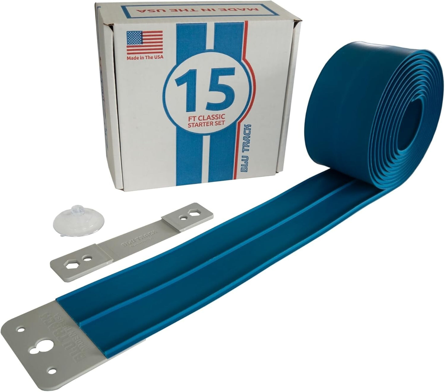 Blu Track Classic 15 Ft Starter Set - 2 Lane wide Flexible Hot Wheels Track
