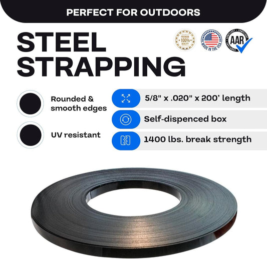 IDL Packaging 5/8" x .020" x 200' Steel Strapping Coil (1400 Lbs Break Strength)