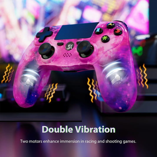 2 Pack Wireless Controllers for PS4/Pro/Slim/PC – Pink & Blue Dual Set