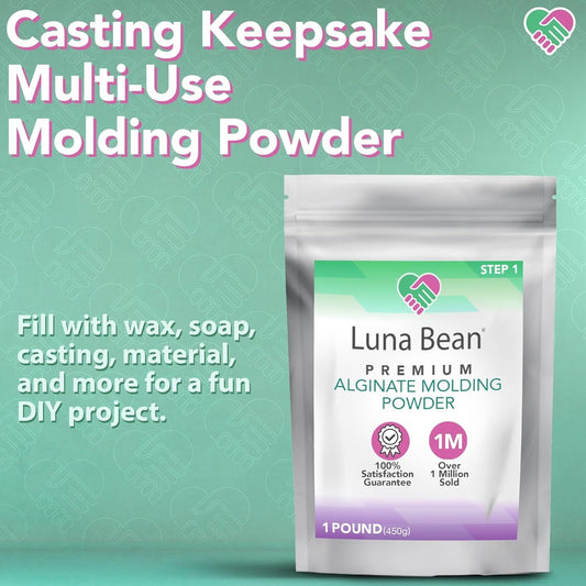 Luna Bean Alginate Molding Powder Refill 1lb Hand Casting Kit Non-Toxic White