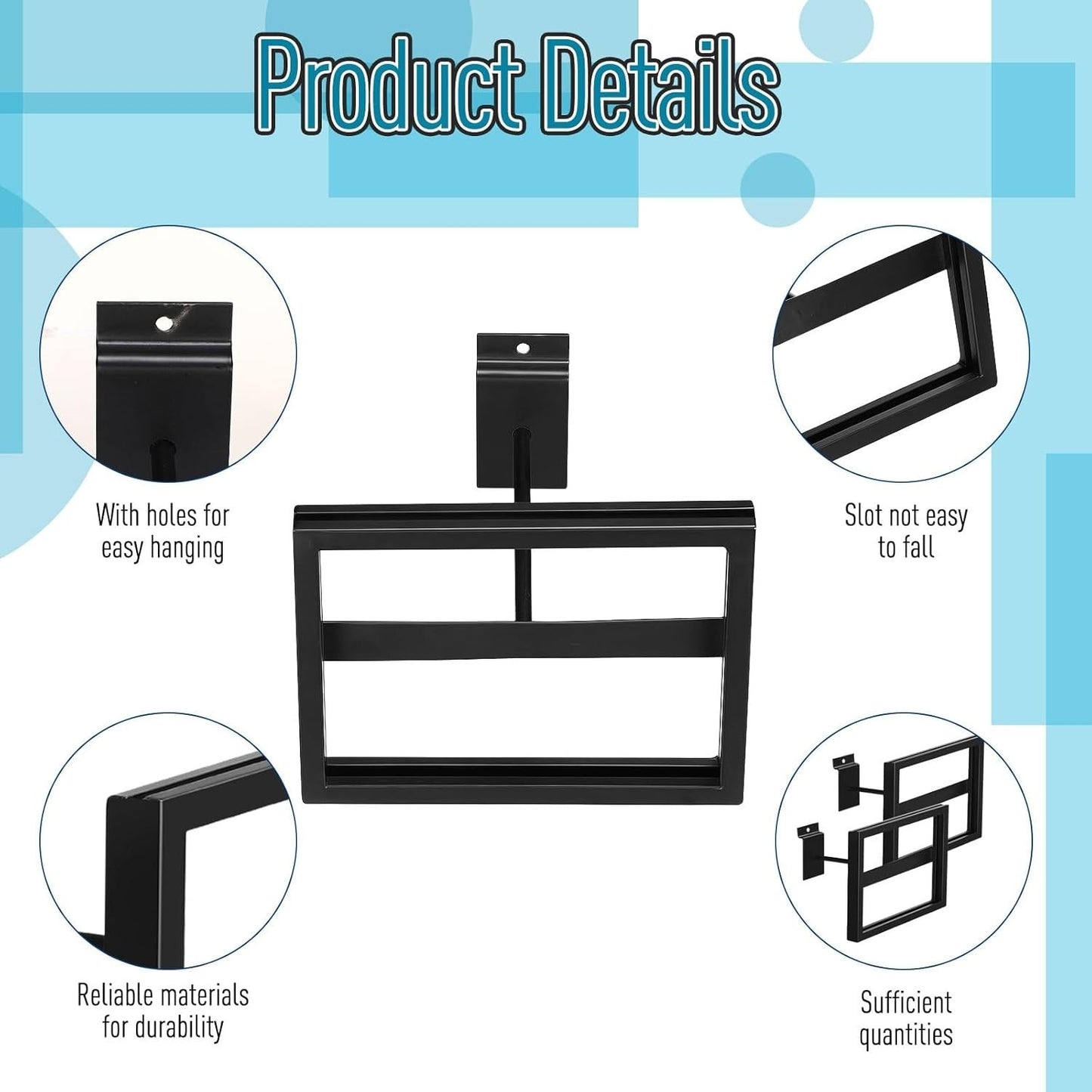 4 Pcs Rectangular Faceout Sign Holders for Slatwall Holds Gridwall Acc. 7"x5.5"