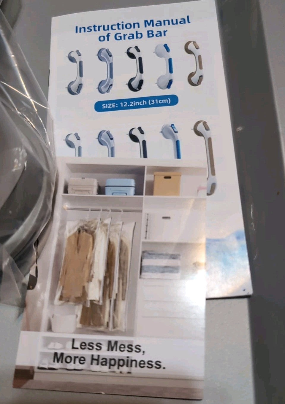 Shower Grab Bars 2 Pack, Suction Grab Bar Easy to Install 16.8” 2 Set Silver