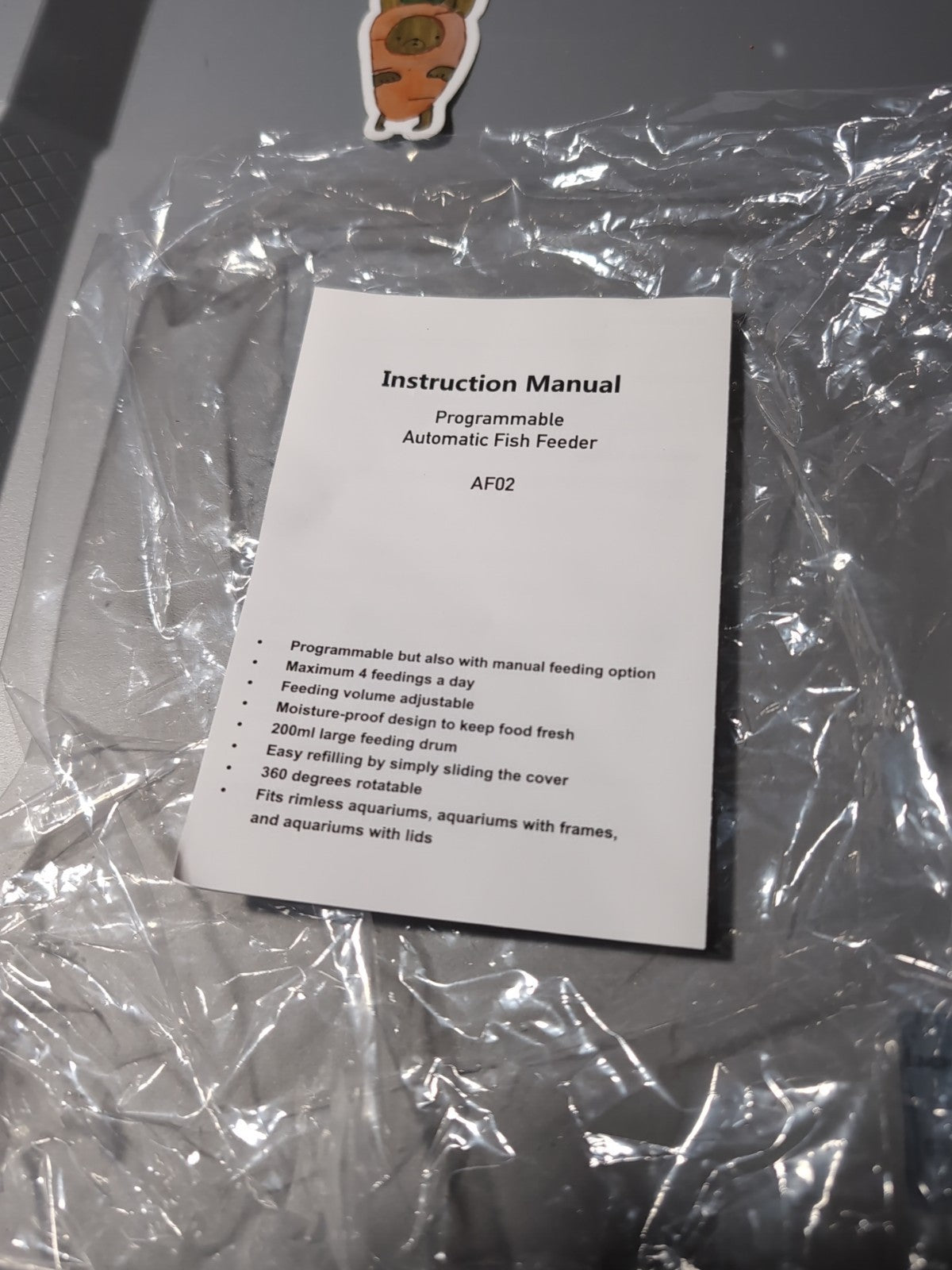 AquaMiracle Automatic Fish Feeder Programmable Timer Adjustable 200ml Drum