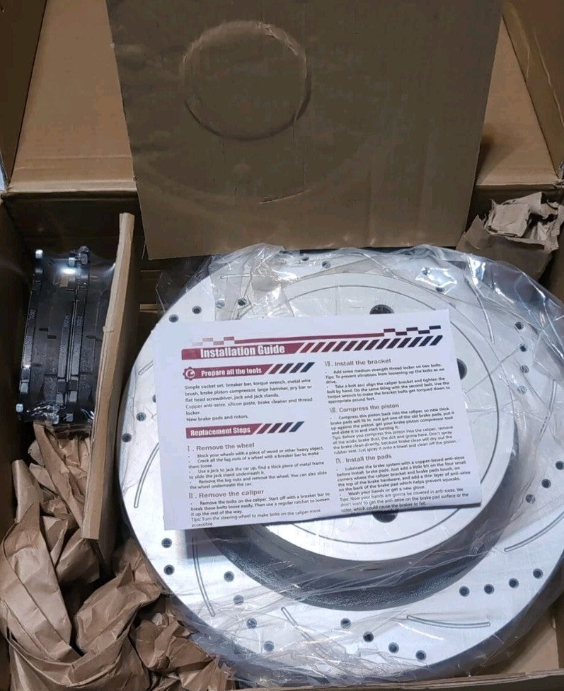 7-Lug Rear Brake Rotors & Pads Kit Geomet Drilled Slotted for 12–14 Ford F-150