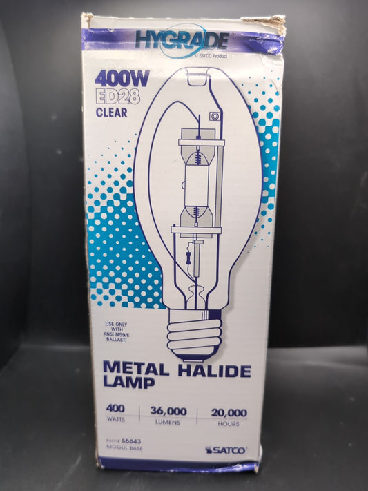 Satco Hygrade 400W ED28 Clear Metal Halide Lamp Light Clear 4K 4200K E39 S5843