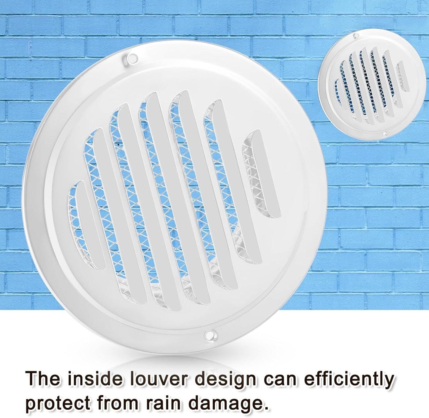 4" Stainless Steel Soffit Vent Round Louvered Exhaust Cover w/ Mesh White
