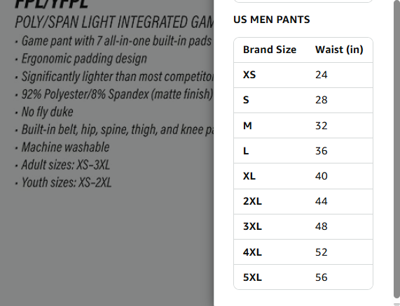 Rawlings Men's Fpl Lightweight Football Pants with integrated pads 3XL Black