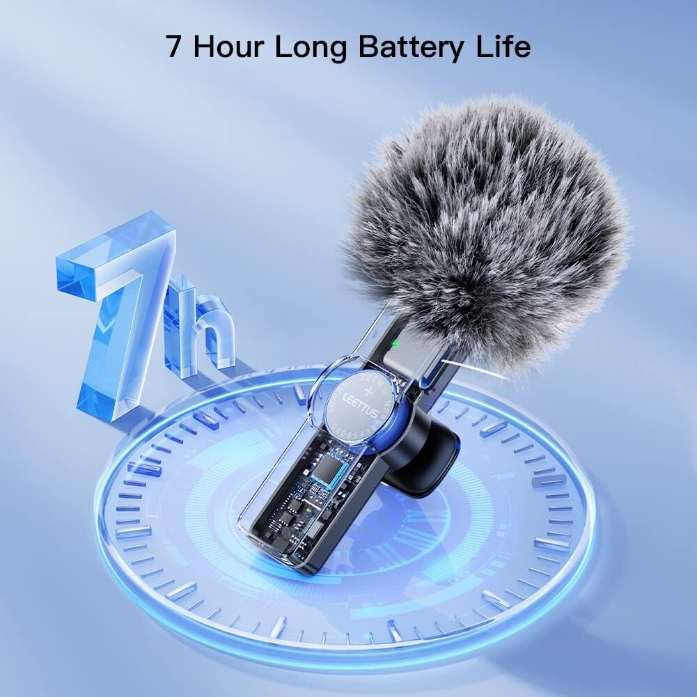Leettus Black Interviews Vlog Short Video Wireless Lavalier Microphone 2pcs