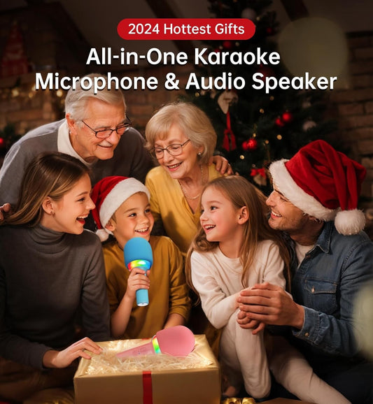 Wireless Bluetooth Karaoke Microphone for Ages 3 to 12+ (Blue)