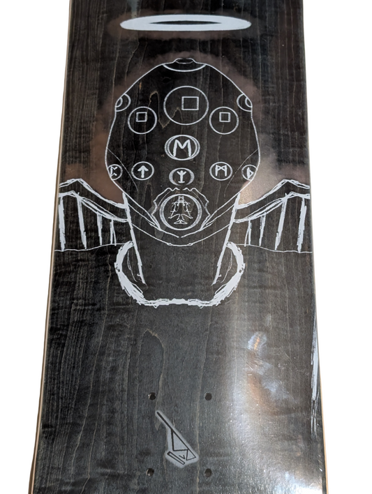 Wrong Money Skateboard Deck  8.25" Medium Concave (Biblical Angel Graphic) Black
