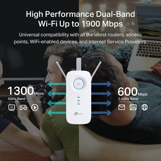TP-Link RE550 AC1900 WiFi Range Extender – Dual Band Booster w/ Gigabit Port