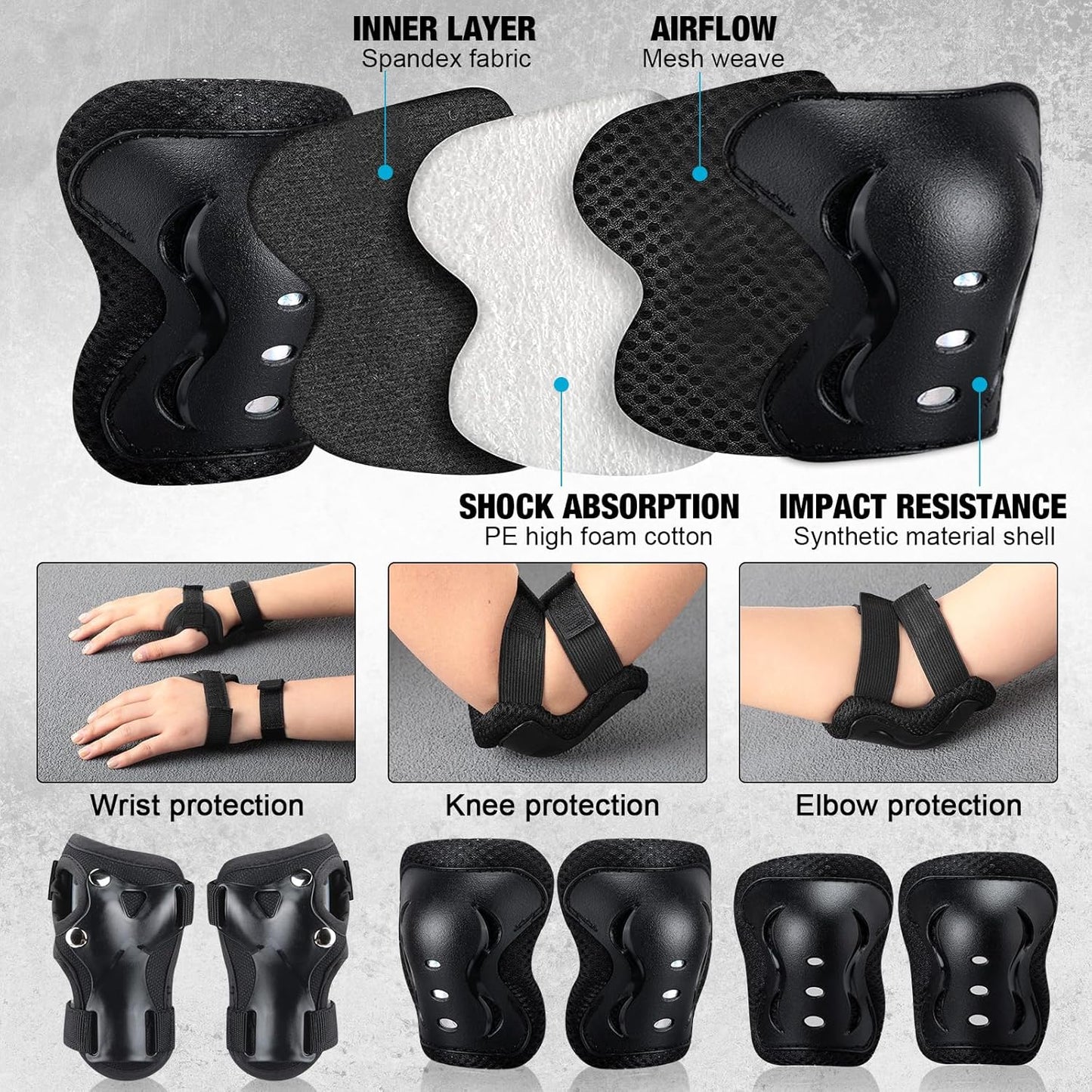Dinosaur - 7 Pcs Skateboard for Toddlers Beginners Knee Elbow Pads Wrist Guards Gear Set