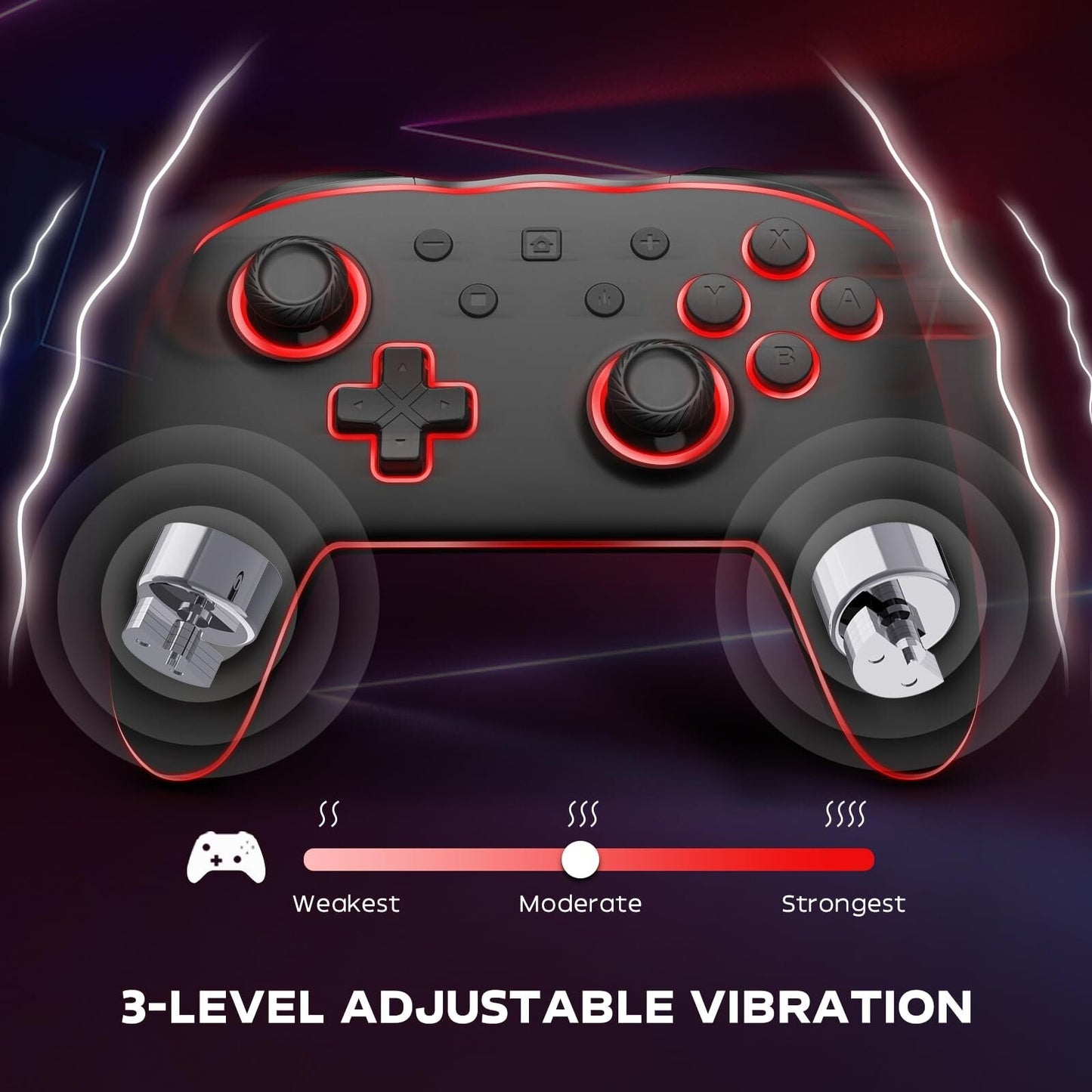 Colorful LED Pro Wireless Controller for Switch/Lite/OLED Adjustable Vibration