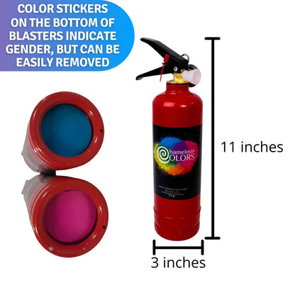 Gender Reveal Confetti Cannons & Extinguishers 2 Pink 2 Blue Set Party Baby