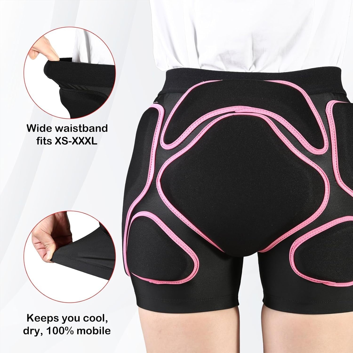 3D Protection Padded Shorts, Hip Butt Tailbone Crash Pad Pants Skating Snowboard