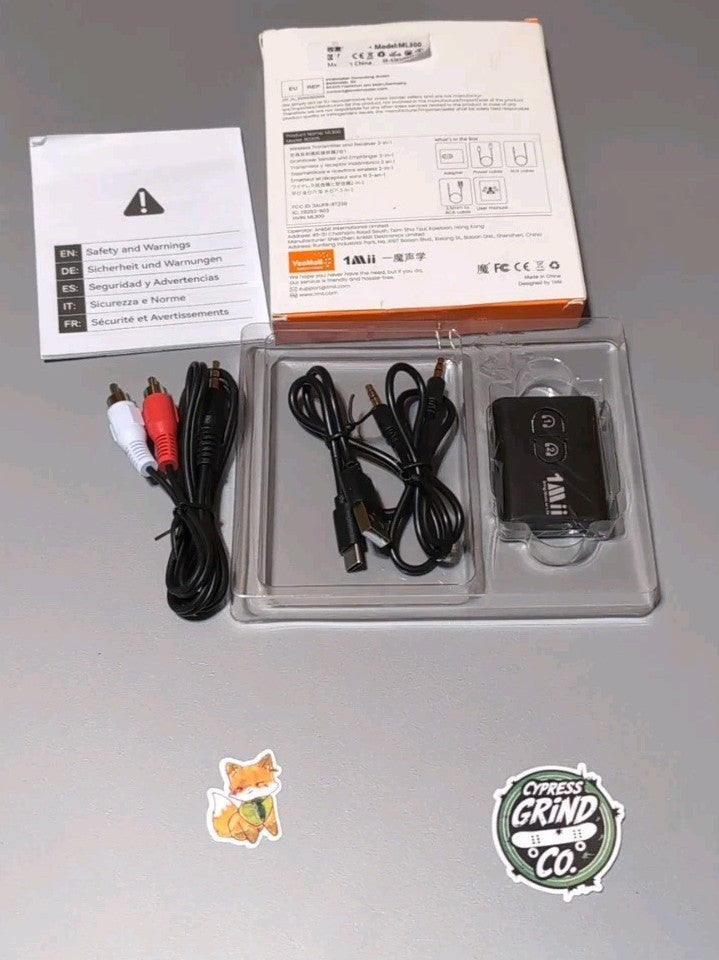 1Mii Bluetooth 5.3 Transmitter Receiver – Dual Link AptX HD/Low Latency AUX