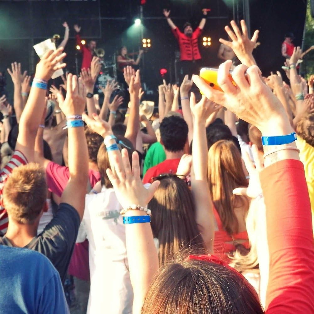 500 Neon Blue Plastic Wristbands for Events Parties Clubs Waterproof ID Bands