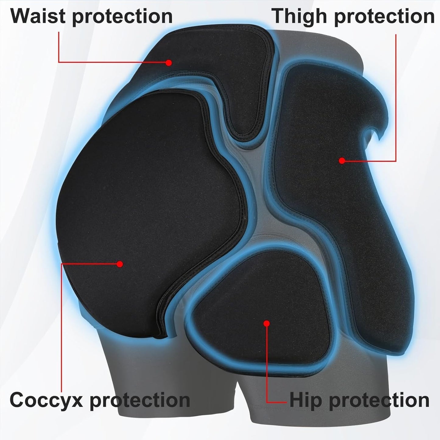 3D Protection Padded Shorts, Hip Butt Tailbone Crash Pad Pants, Small Black NEW