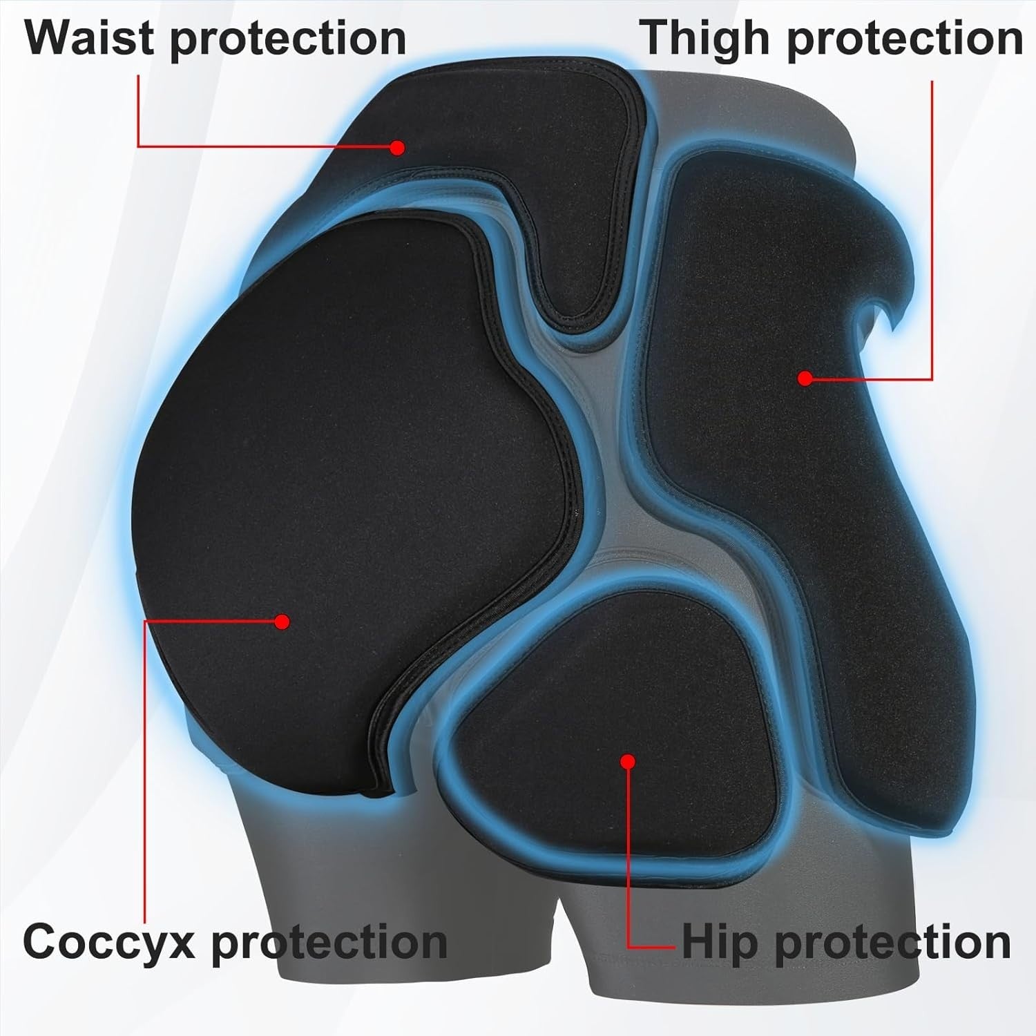 3D Protection Padded Shorts, Hip Butt Tailbone Crash Pad Pants, Small Black NEW