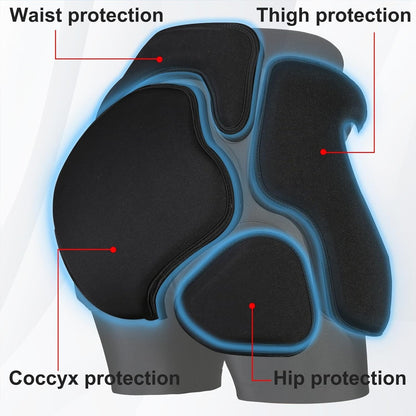 3D Protection Padded Shorts, Hip Butt Tailbone Crash Pad Pants, Small Black NEW
