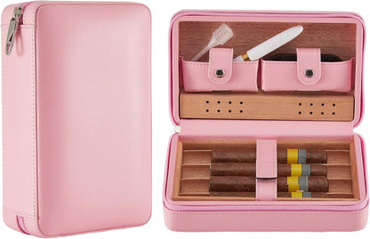 Cigar Case Travel Humidor Kit Leather Gift Cigar Cutter, Ashtray, Blunt Splitter