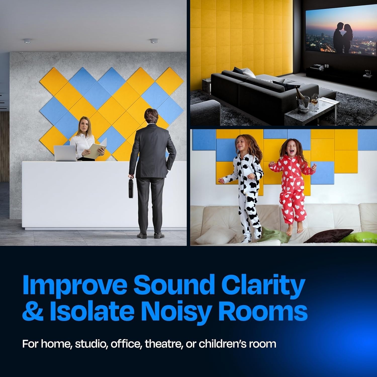 12-Pack Acoustic Wall Panels 12"x12"x0.4" High-Density Sound Dampening Tiles