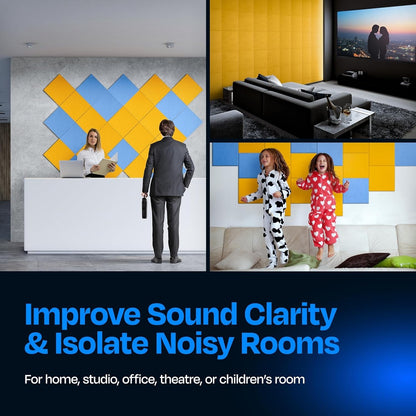 12-Pack Acoustic Wall Panels 12"x12"x0.4" High-Density Sound Dampening Tiles