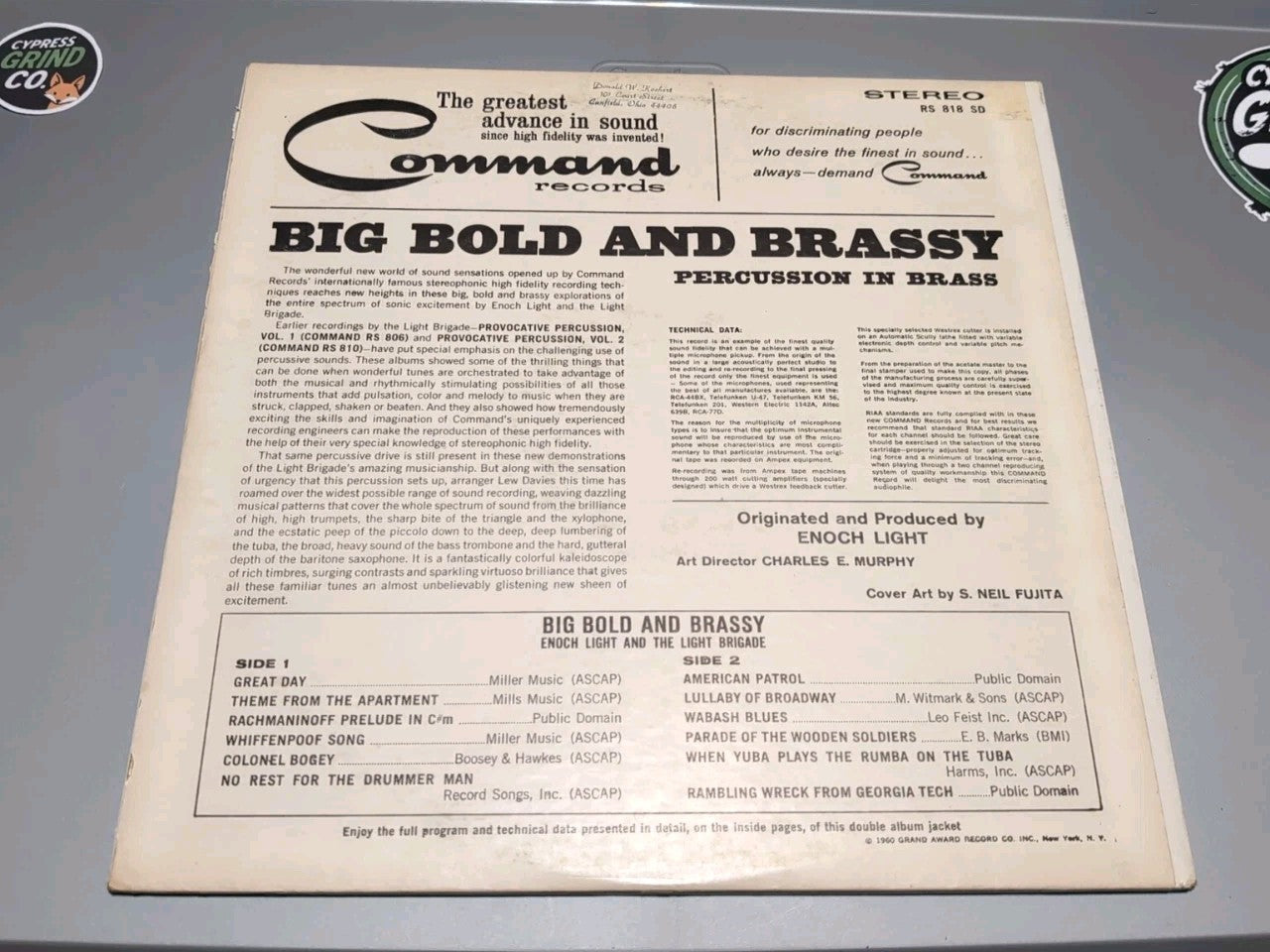 ENOCH LIGHT & THE LIGHT BRIGADE Big Bold And Brassy LP 1960 Percussion In Brass