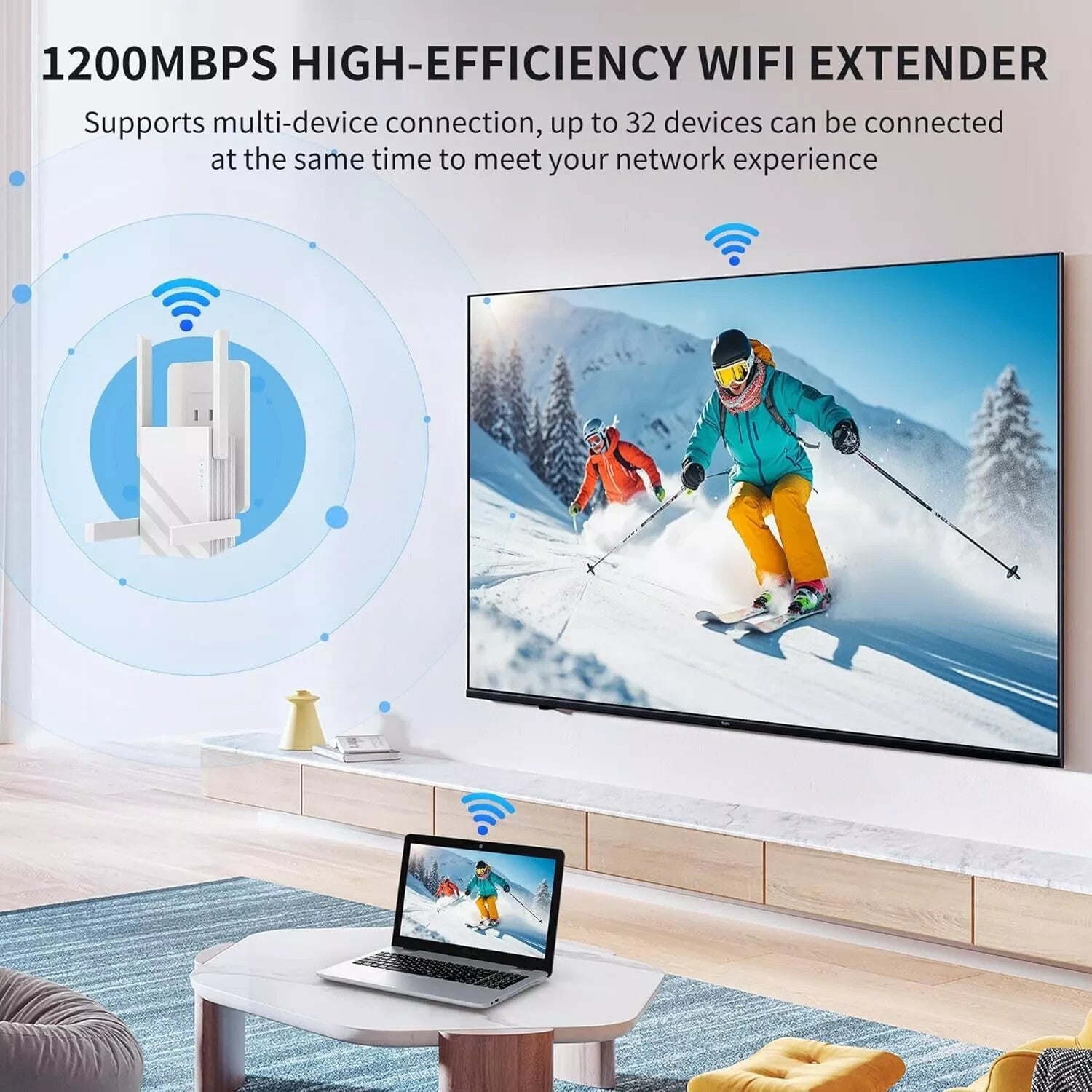 2025 WiFi Extender Signal Booster, WiFi Extender 5GHz/2.4GHz 1200Mbps WiFi Range