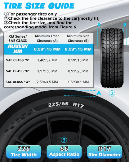 Snow Tire Chains Auto Fixing Quick Install 1 Min Universal Car SUV Set of 2