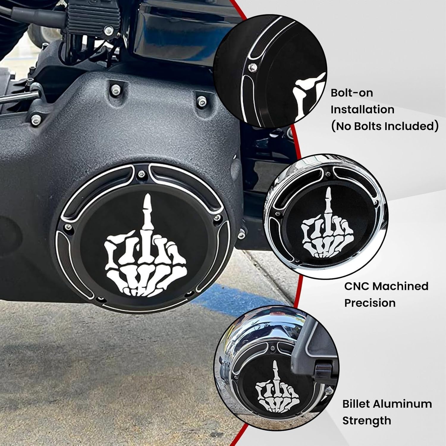 Harley Derby & Timing Cover Set 1996-2013 CNC Billet Middle Finger Design
