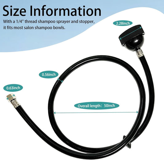 2 Pack Salon Shampoo Bowl Faucet Sprayer Head Rubber 47” Hose Connector 1/4”