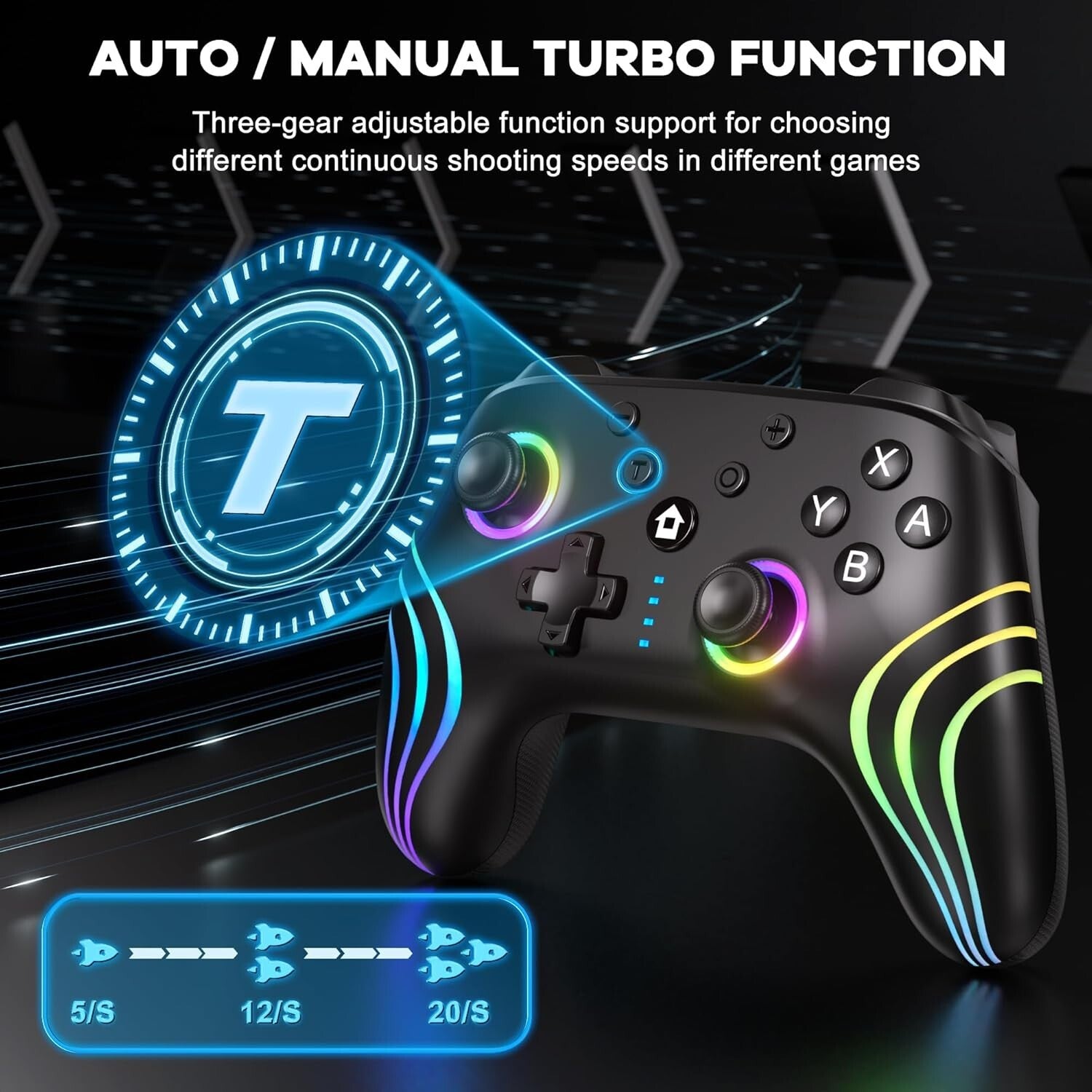 Wireless Gaming Controller Nintendo Switch CX-262 Full RGB Line Breathing LED