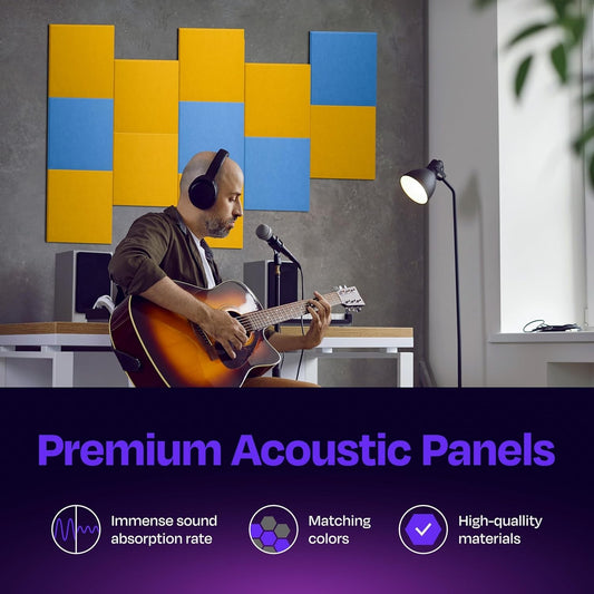 12-Pack Acoustic Wall Panels 12"x12"x0.4" High-Density Sound Dampening Tiles
