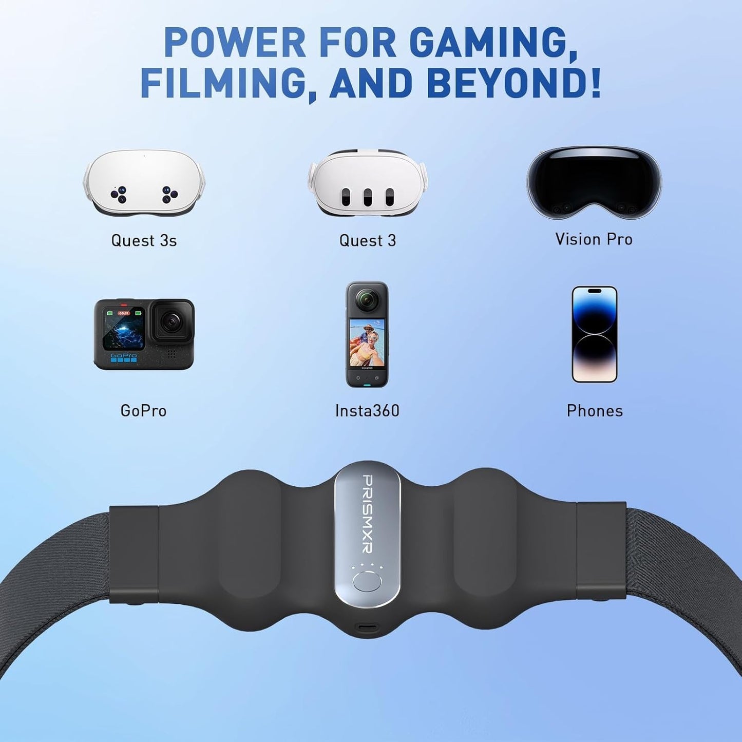 10,000mAh Battery Pack for Meta Quest 3/2 – 30W Fast Charge VR Power Bank Grey