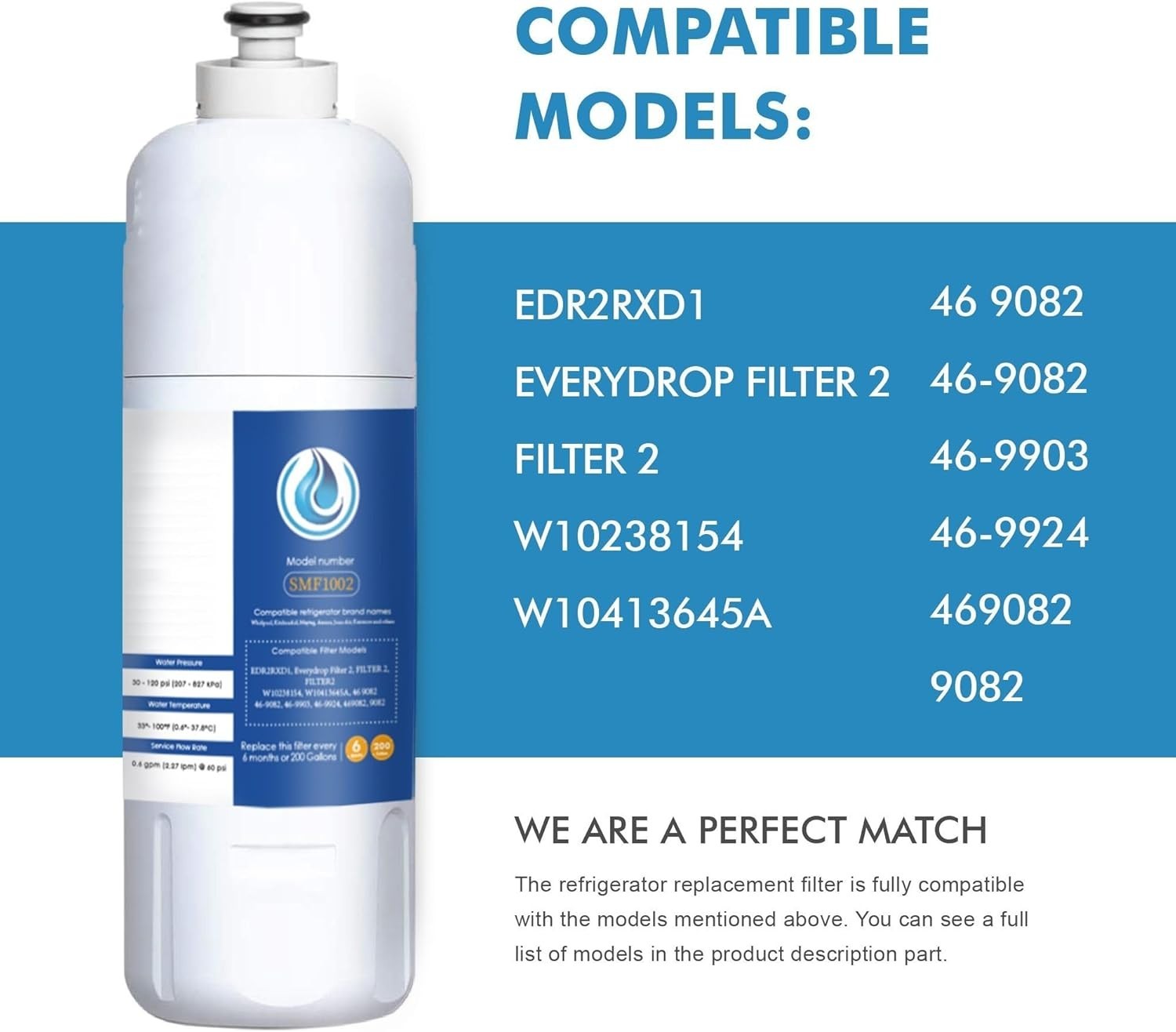 EDR2RXD1 W10413645A Water Replacement, Compatible with W10413645A, EDR2RXD1...