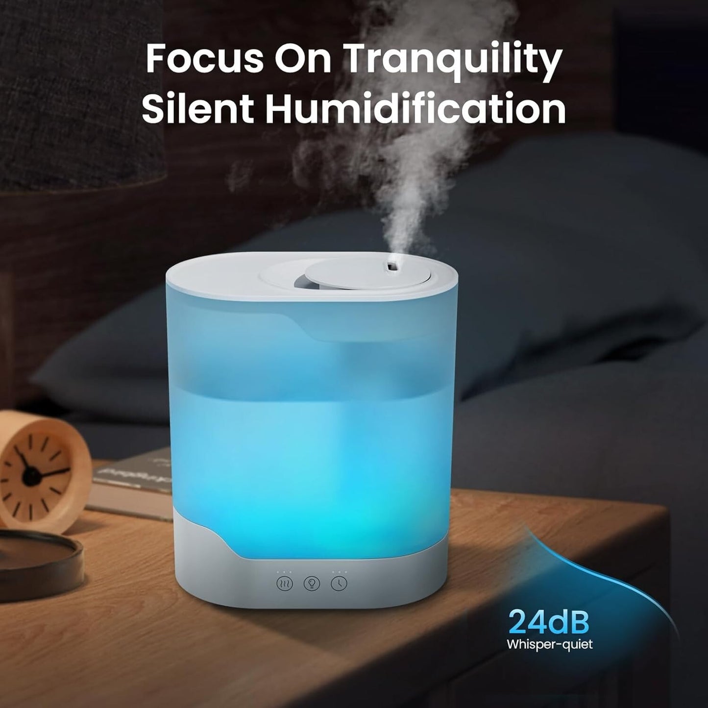 Air Humidifier for Bedroom, 3L Top-Fill Cool Mist