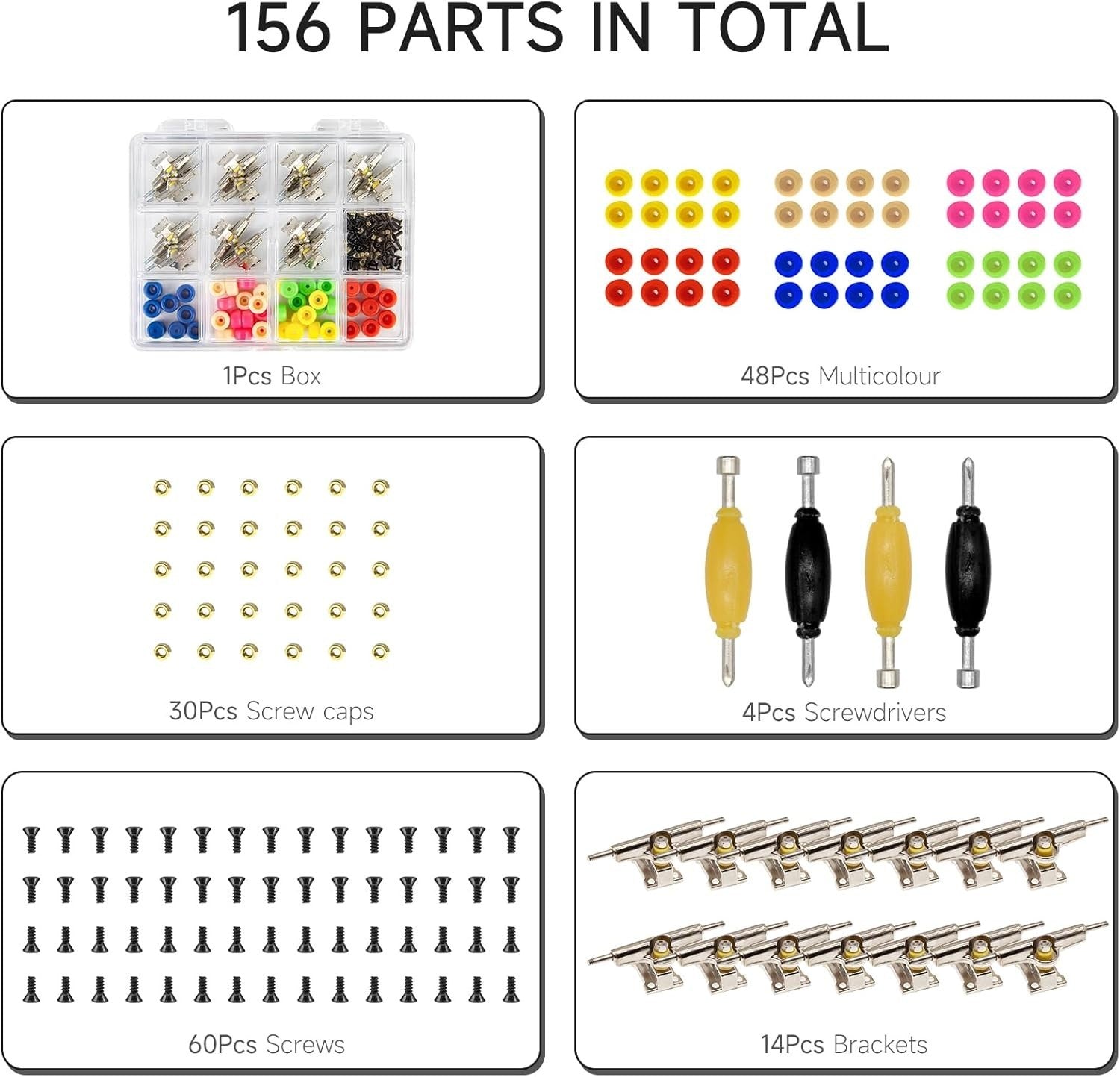 Fingerboard Repair Kit Trucks Wheels Screws Tools Box 31mm 96mm