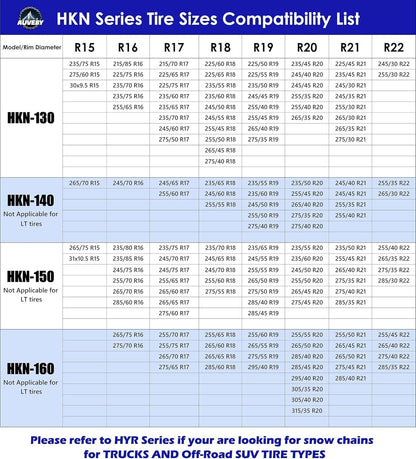 Auto-Fixing Snow Chains HKN-160 1-Min Quick Fit Tire Chains SUV/Truck (Set of 2)