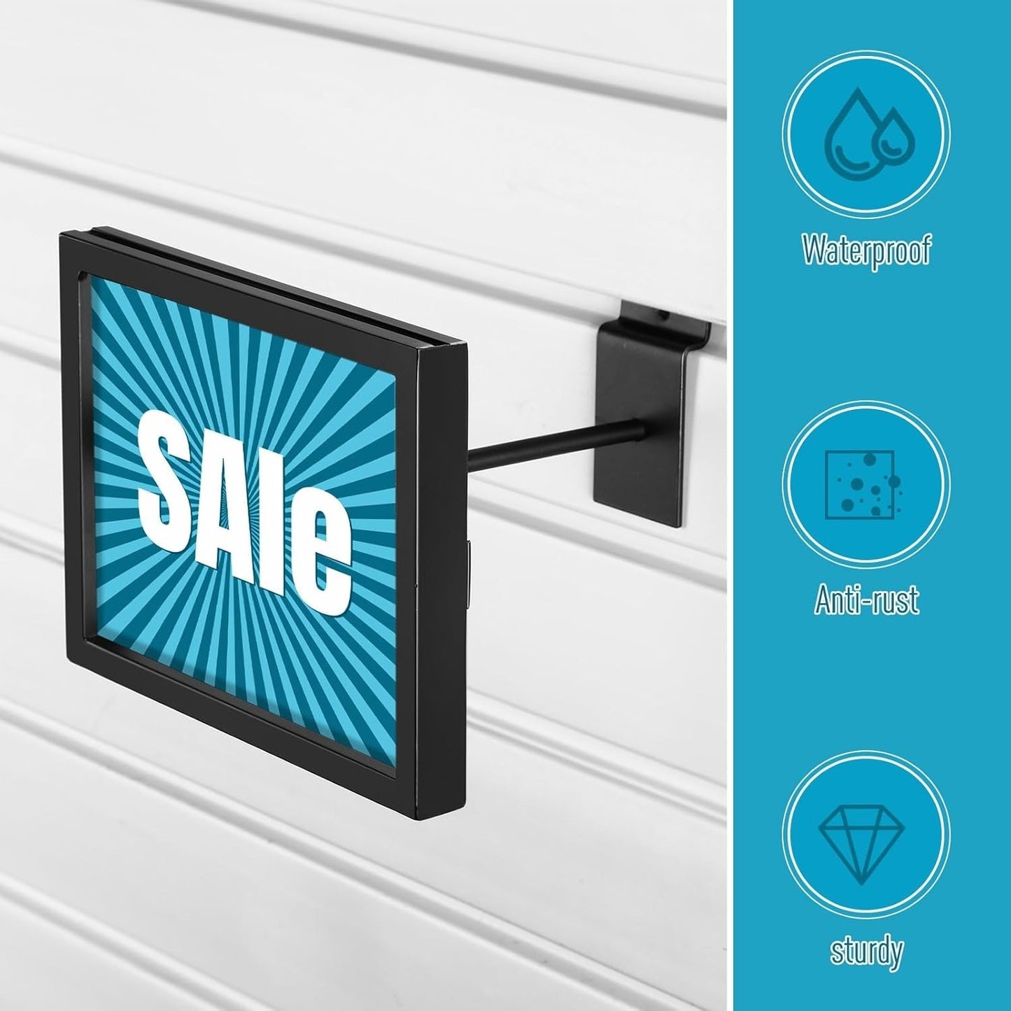 4 Pcs Rectangular Faceout Sign Holders for Slatwall Holds Gridwall Acc. 7"x5.5"