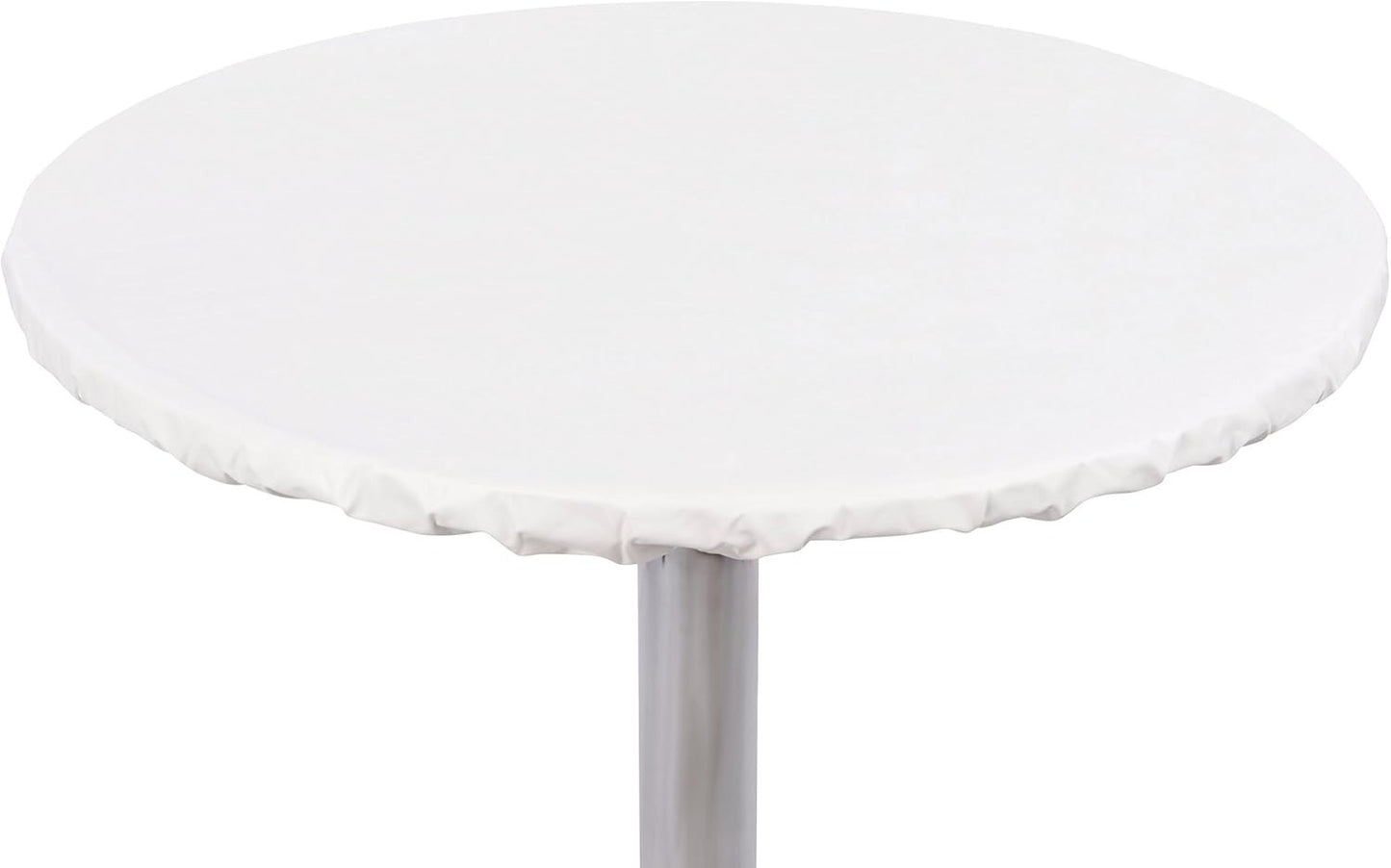 Yourtablecloth Heavy Duty Vinyl Fitted Tablecloth (Table Cover) White 54" Round