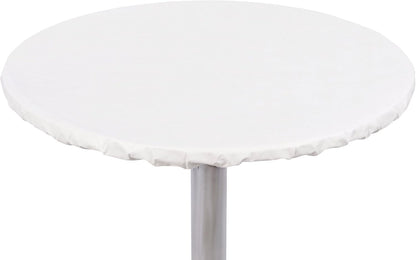 Yourtablecloth Heavy Duty Vinyl Fitted Tablecloth (Table Cover) White 54" Round