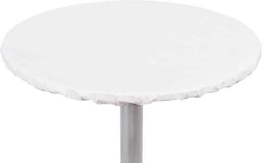 Yourtablecloth Heavy Duty Vinyl Fitted Tablecloth (Table Cover) White 54" Round